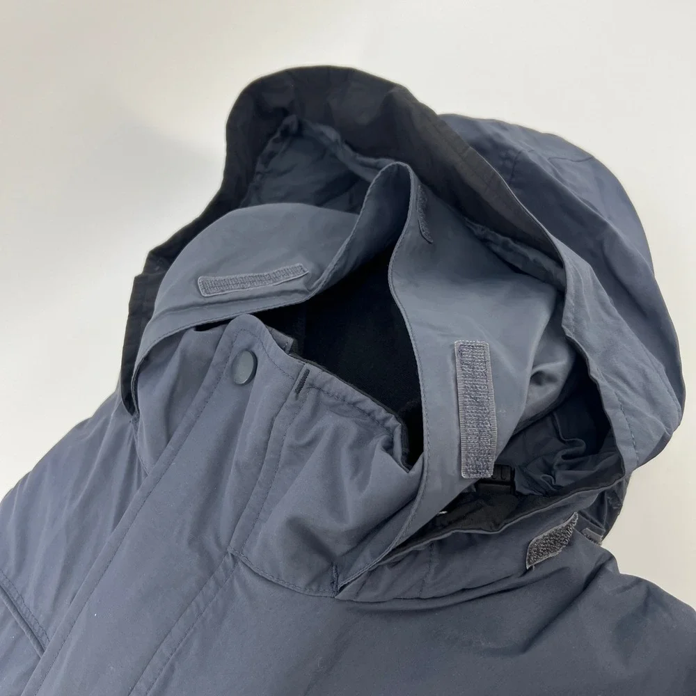 LL Bean Mens 3-in-1 System Jacket Navy Blue Fleece Liner Large 265905 with Hood